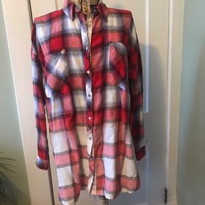 Flannel shirt, longer length